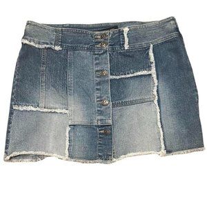 vintage y2k patchwork denim skirt